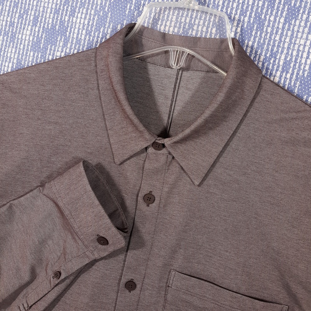 Lululemon Shirt Mens XL Slim Fit Preppy Burgundy Long Sleeve Button Up